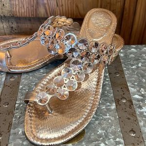 Vince Camuto Jeweled Split Toe Slip On Sandal Cooper Rose Gold